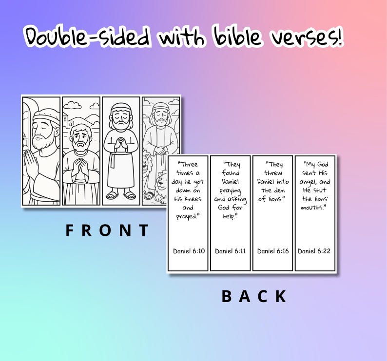 Daniel in the Lion’s Den Bible Verse Bookmarks for Kids (4x Set ...