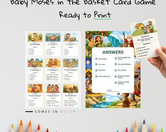Baby Moses in the Basket Kids Bible Card Game | Exodus 2 Activity for Kids | Christian Printable | Bible Learning Game