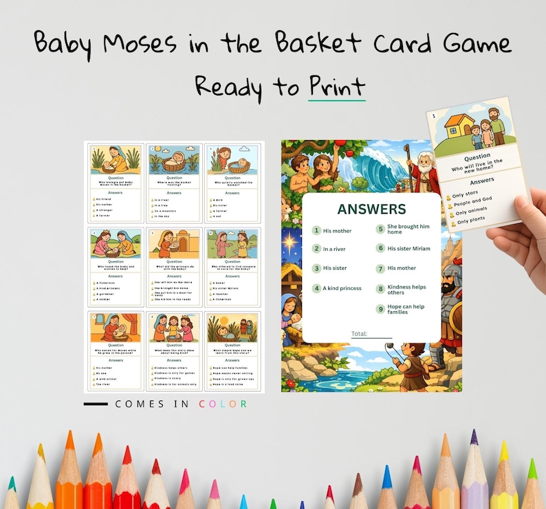 Baby Moses in the Basket Bible Card Game: listing photo