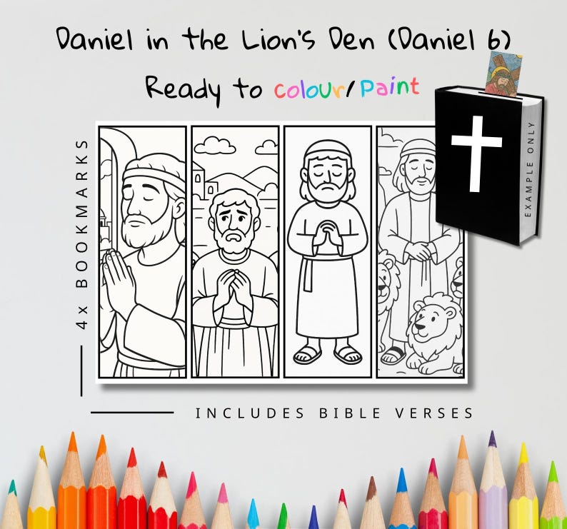 Daniel in the Lions’ Den Bible Verse Bookmarks for Kids: listing photo