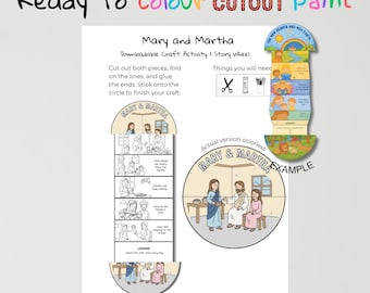 Mary and Martha Bible Craft | Spending Time with Jesus Lesson | Christian Coloring Activity | Sunday School Printable