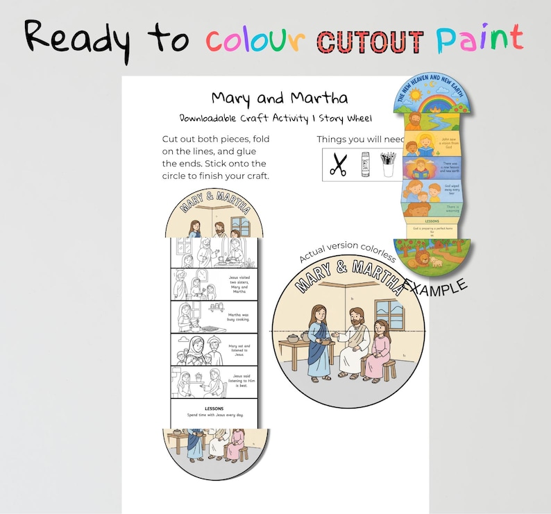 Mary and Martha Fold-Out Bible Craft: listing photo
