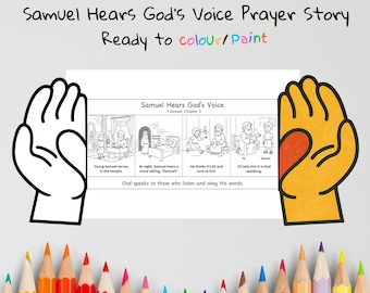 Samuel Hears God Prayer Hands Craft | Listening to God Lesson | Christian Coloring Activity | Sunday School Printable