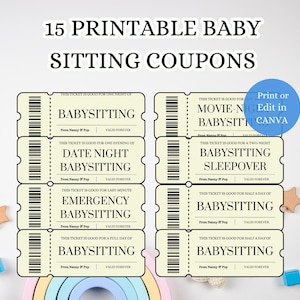 Edytowalne kupony na opiekę nad dziećmi – prezent DIY od dziadków | Baby Shower lub prezent dla nowych rodziców | Pomysł na spersonalizowany kupon