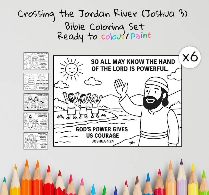 Crossing the Jordan Bible Colouring Pages: listing photo