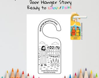 Appendino per porta con la Bibbia per bambini di Giuseppe e i suoi fratelli / Lavoretto da colorare Genesi 37–45 / Attività biblica per bambini / Materiale stampabile per la scuola domenicale
