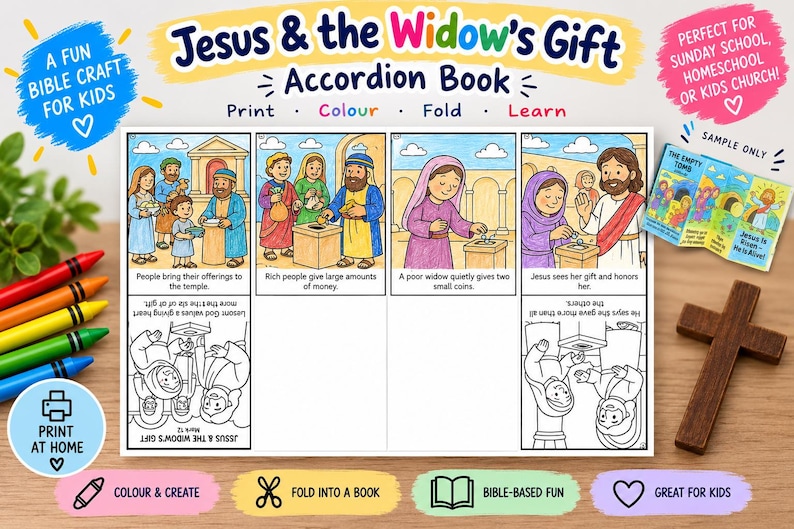 Jesus and the Widow’s Gift Bible Sequencing Craft: listing photo