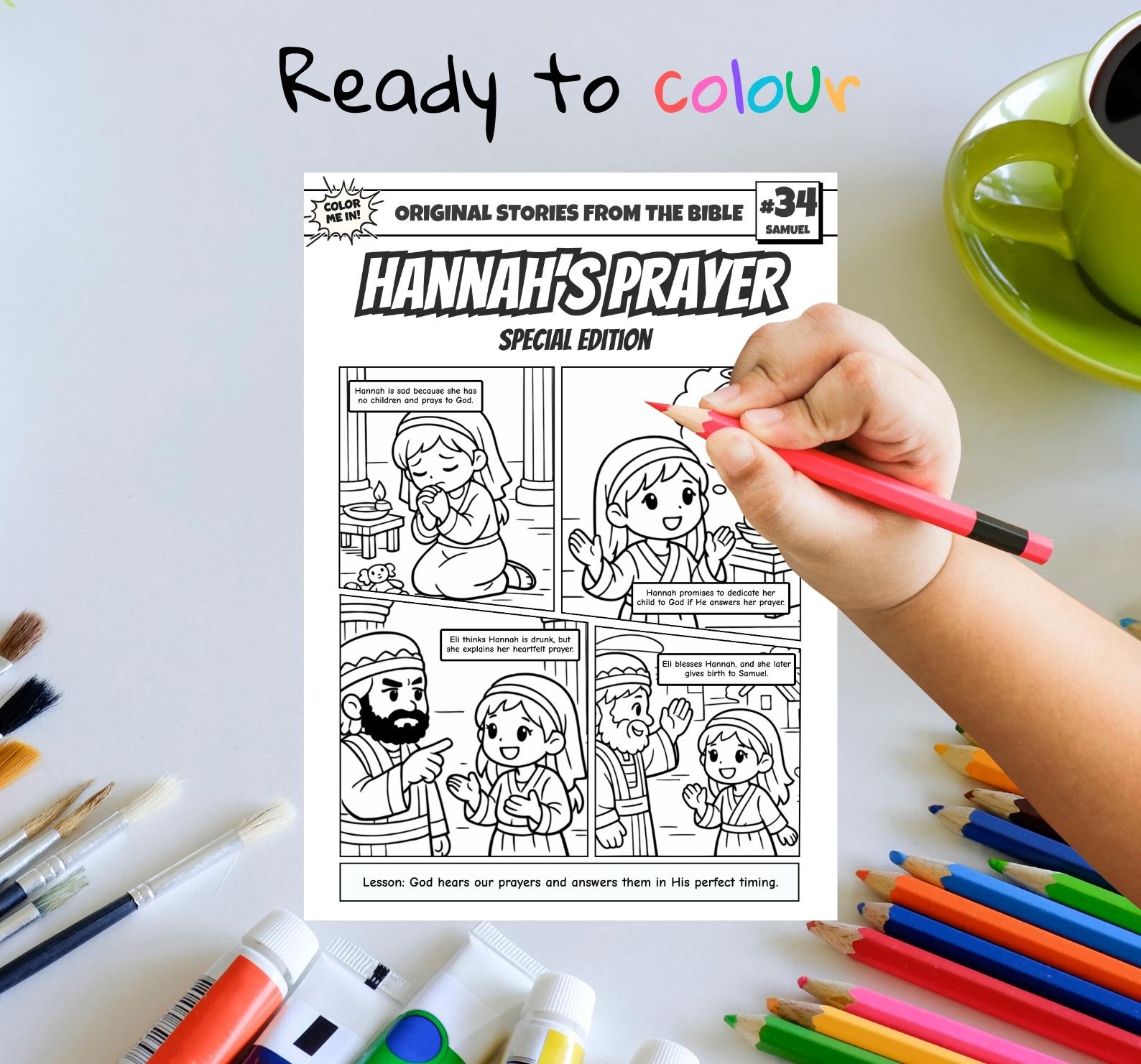 Hannah’s Prayer A4 Bible Comic Coloring Page | Sunday School Craft ...