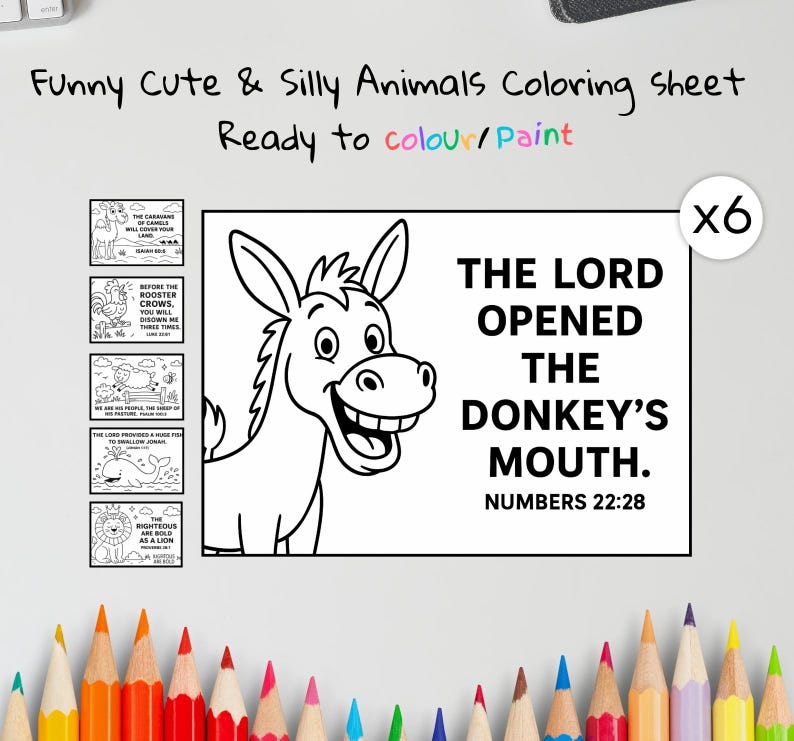 Funny Animals Cute and Silly Bible Colouring Pages: listing photo