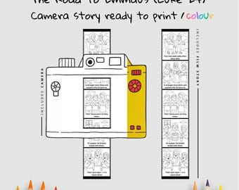 Road to Emmaus Bible Camera Film Craft | Kids Bible Story Activity | Luke 24 Coloring Craft | Christian Printable | Sunday School Lesson