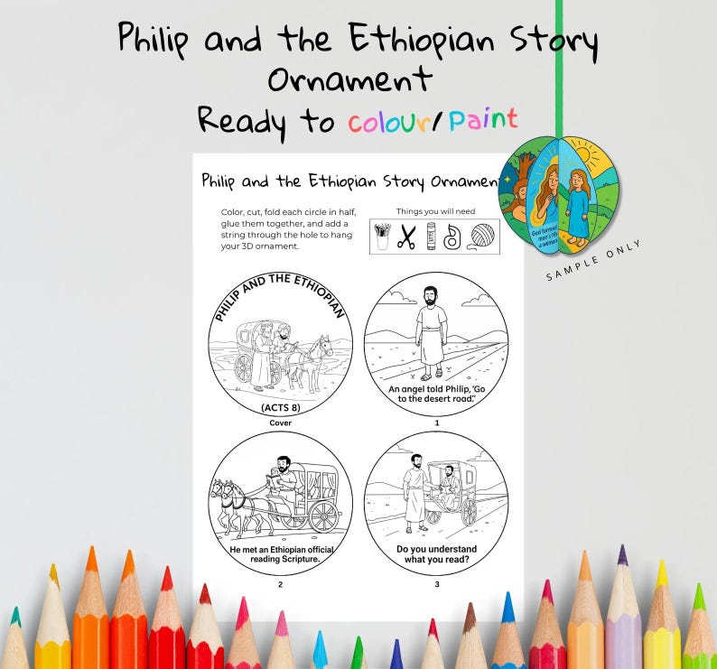 Philip and the Ethiopian 3D Bible Story Ornament: listing photo