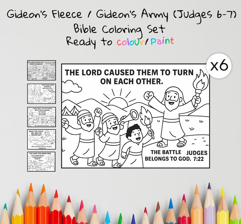 Gideon’s Army Bible Colouring Pages: listing photo