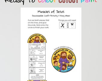 Miracles of Jesus Bible Craft | Kids Sunday School Printable Activity | Bible Coloring & Sequencing Worksheet | Christian Faith Lesson