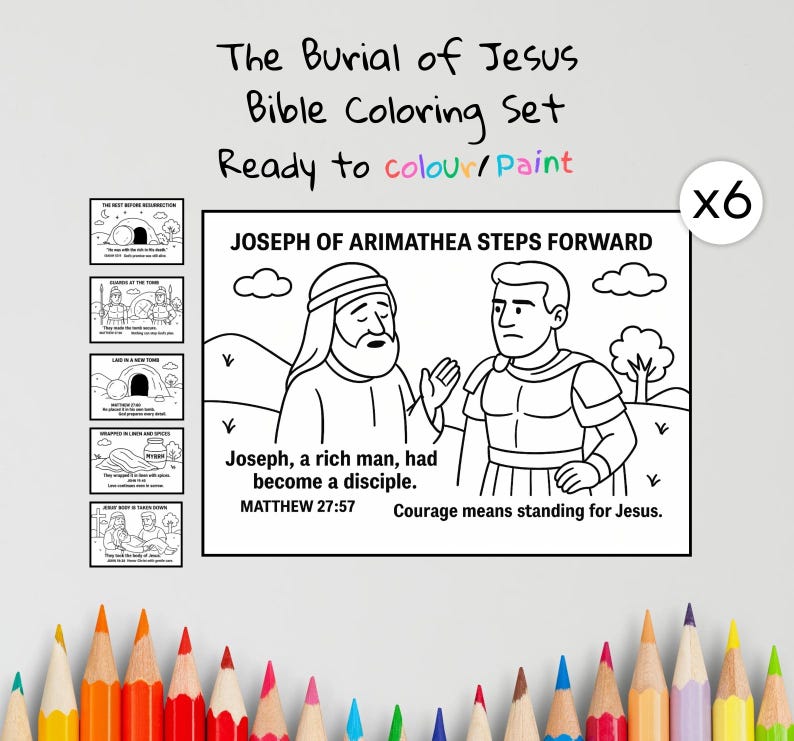 Burial of Jesus Bible Colouring Pages: listing photo