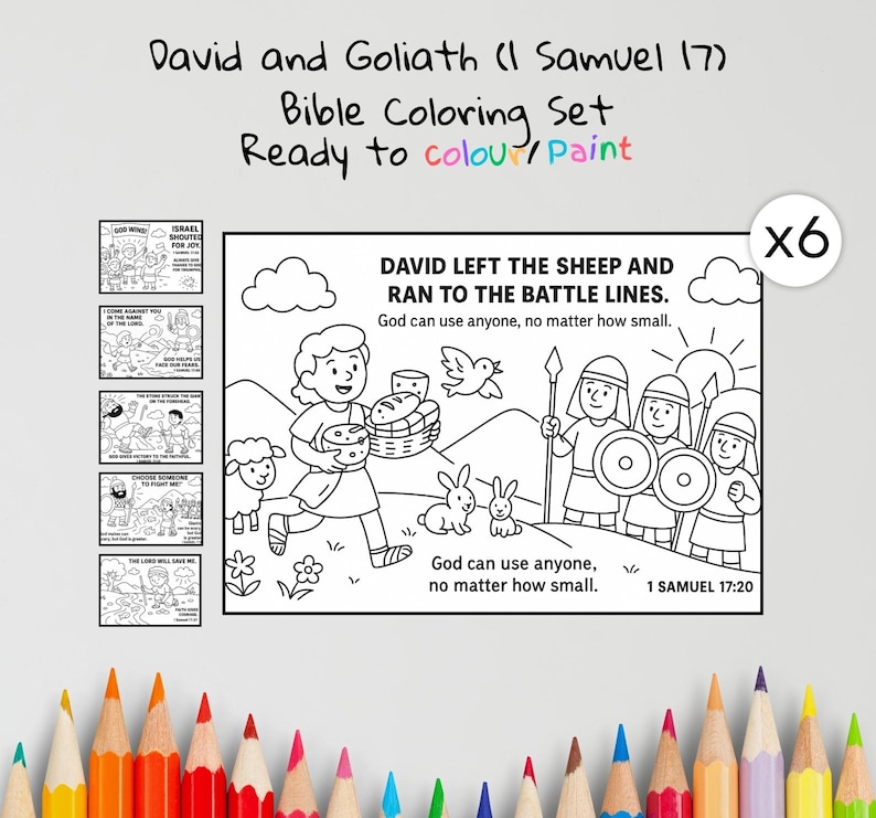 David and Goliath Bible Colouring Pages: listing photo