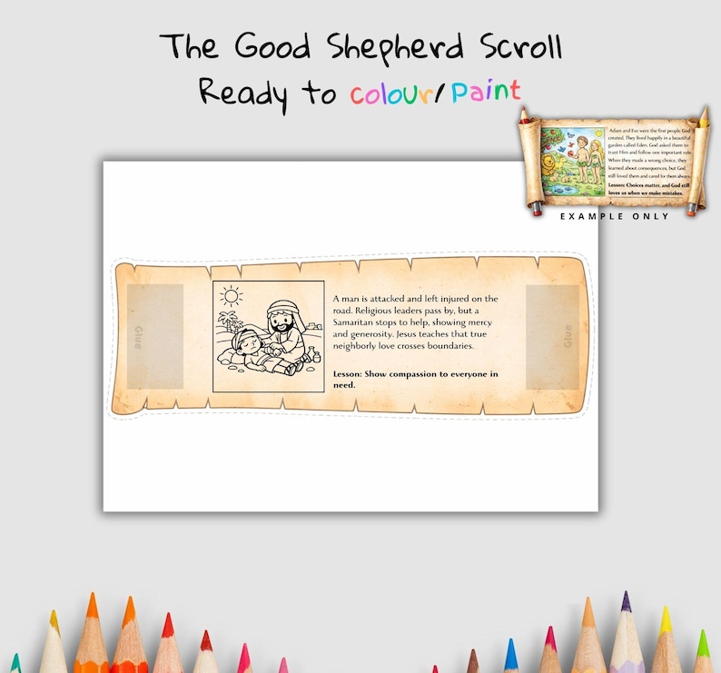 Good Samaritan Bible Scroll Craft: listing photo