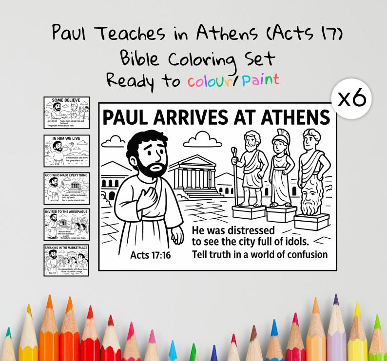 Paul in Athens Bible Colouring Pages: listing photo