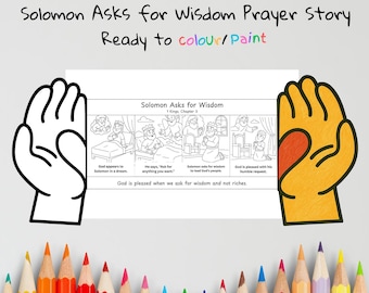 Solomon’s Wisdom Prayer Hands Craft | Choosing Wisdom Lesson | Christian Coloring Activity | Sunday School Printable