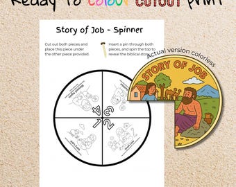 Story of Job Coloring Wheel, Bible Story Activity for Kids, Christian Printable for Sunday School Lessons