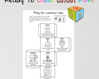 Gebetsfokus-Cube Craft zum Ausdrucken für Kinder, Bibelaktivität, Schrift-Gebetsspiel für die Sonntagsschule und den christlichen Schulunterricht