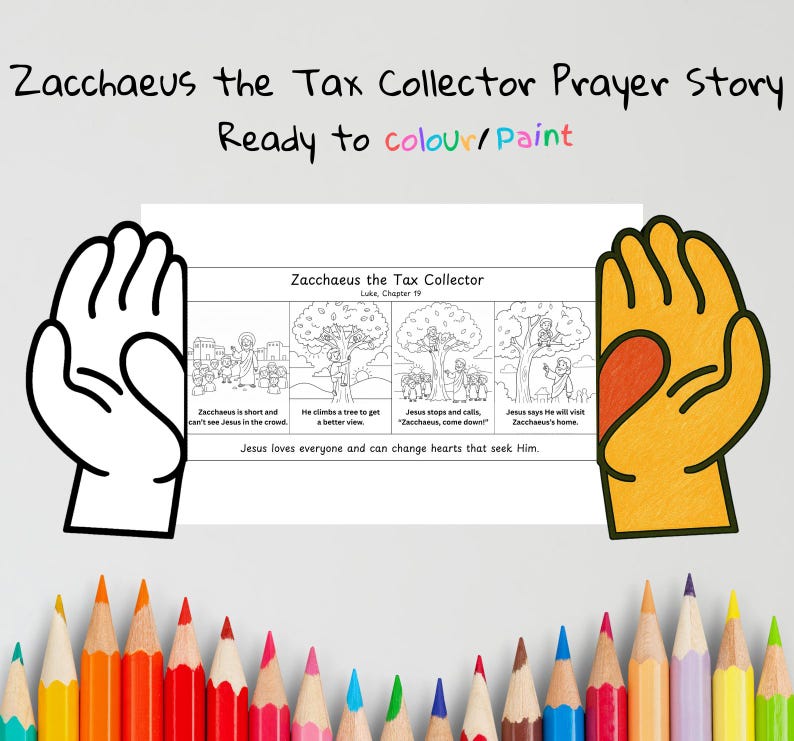 Zacchaeus Prayer Hands Craft: listing photo