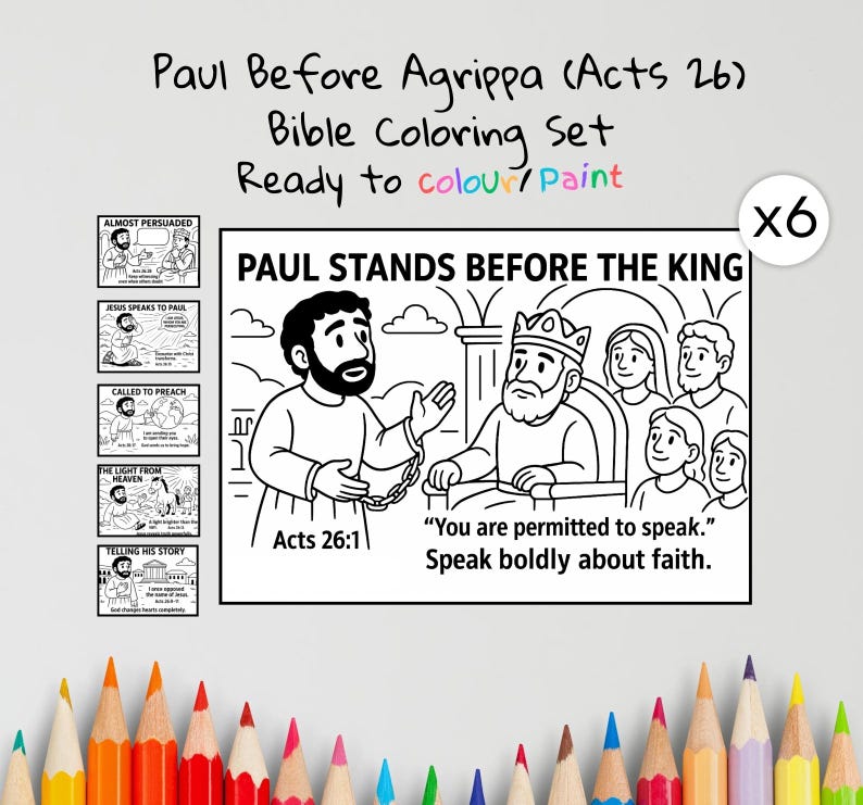 Paul Before Agrippa Bible Colouring Pages: listing photo