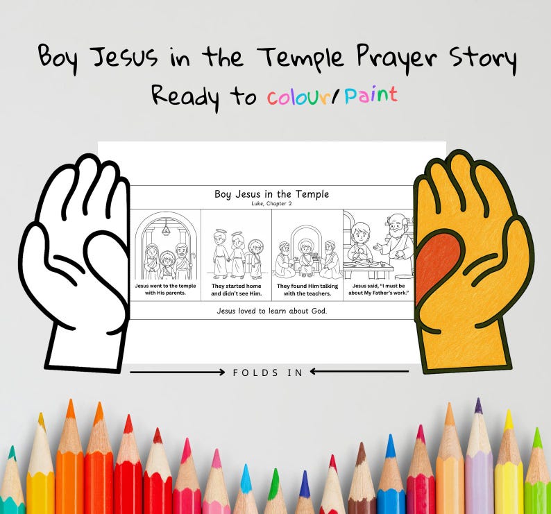 Boy Jesus in the Temple Prayer Hands Craft: listing photo