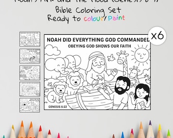 Noahs Arche Bibel Ausmalbilder Basteln | Kinderbibel Handwerk | Genesis 6–9 | Christliche Malvorlagen | Sonntagsschul-Unterricht