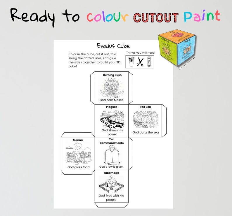 Exodus Bible Cube Craft: listing photo