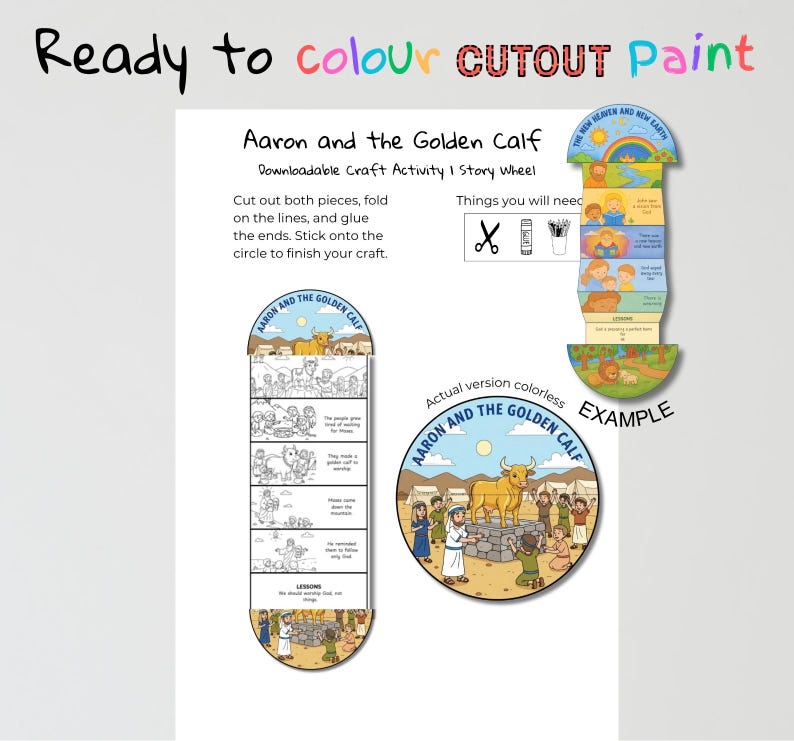 Aaron and the Golden Calf Fold-Out Bible Craft: listing photo