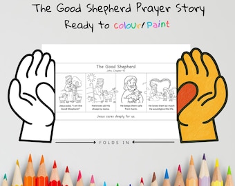 The Good Shepherd Prayer Hands Craft | Jesus Cares for Us Lesson | Christian Coloring Activity | Sunday School Printable