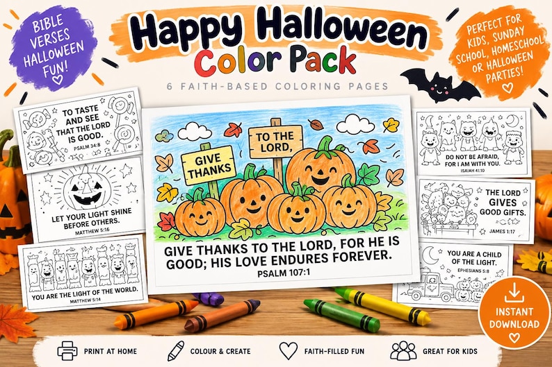 Happy Halloween Bible Colouring Pages: listing photo