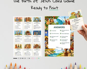 The Birth of Jesus Kids Bible Card Game | Luke 2 Activity for Kids | Christian Printable | Bible Learning Game