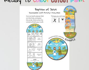 Baptism of Jesus Bible Craft | Following God Lesson | Christian Coloring Activity | Sunday School Printable