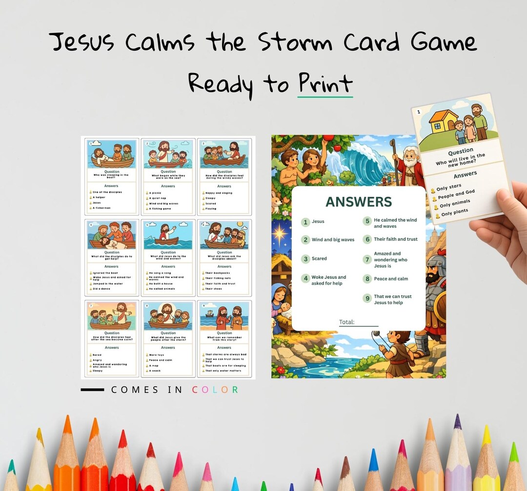 Jesus Calms the Storm Kids Bible Card Game | Mark 4 Activity for Kids ...