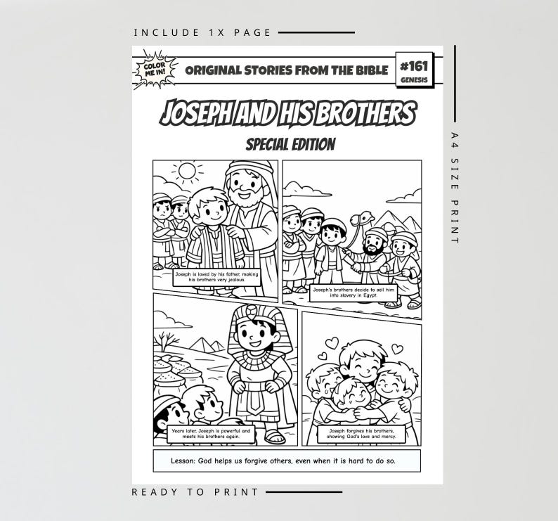 Joseph and His Brothers A4 Bible Comic Coloring Page | Sunday School ...