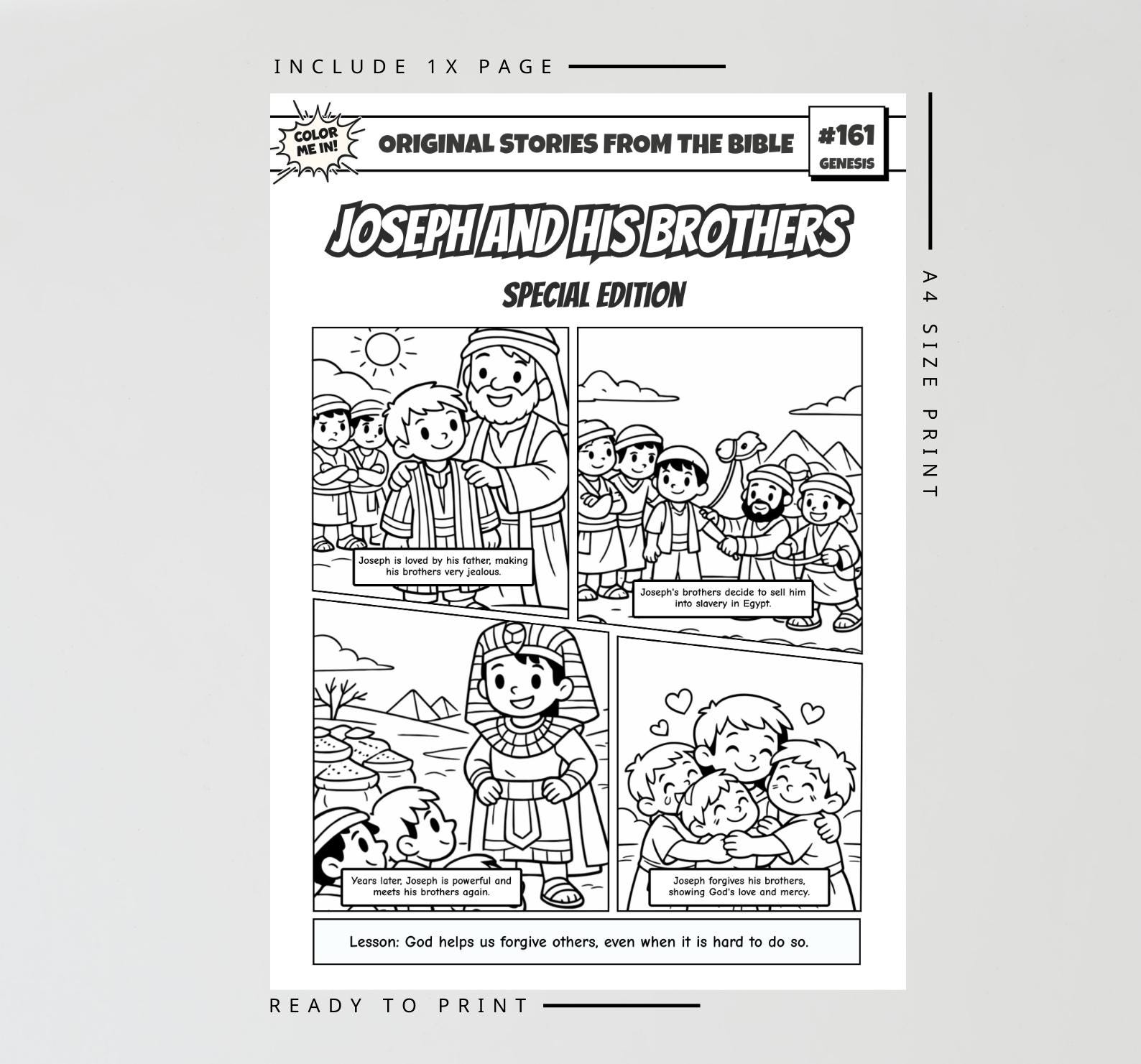 Joseph and His Brothers A4 Bible Comic Coloring Page | Sunday School ...