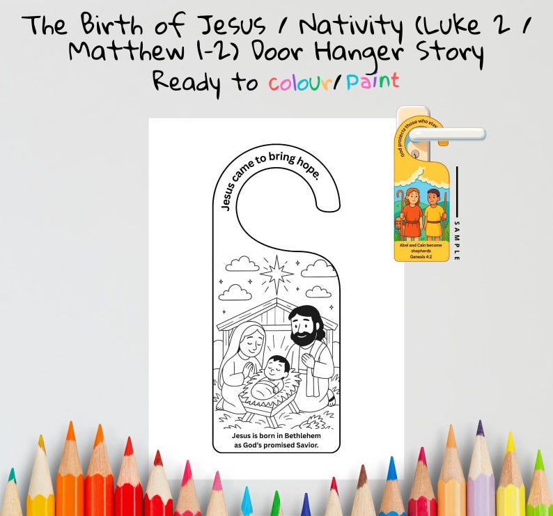 Nativity Bible Door Hanger: listing photo