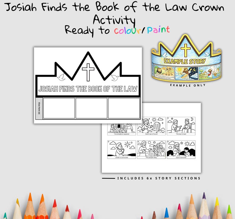 Josiah Finds the Law Bible Crown Craft: listing photo