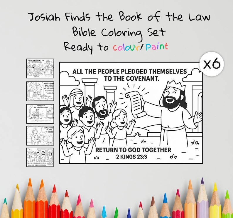 Josiah Finds the Law Bible Colouring Pages: listing photo