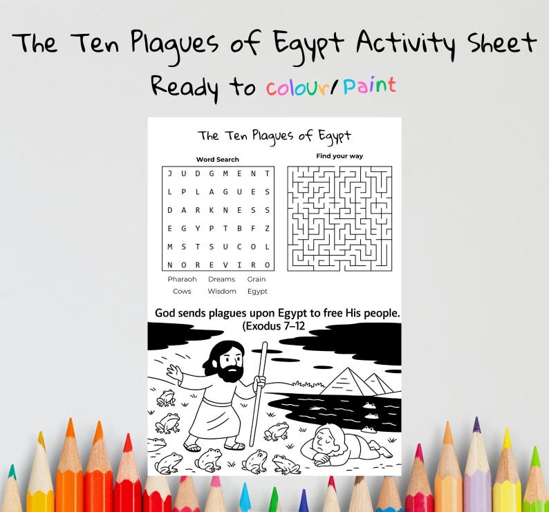 The Ten Plagues of Egypt Bible Activity Sheet: listing photo