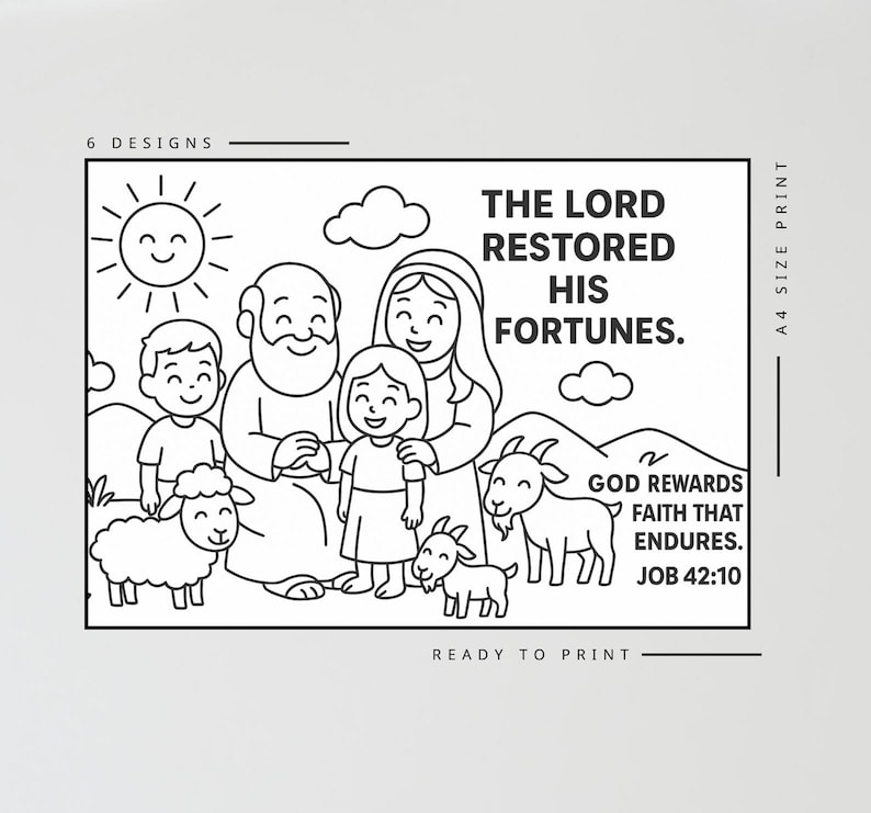Job Restored Job’s Faith Coloring Pages Craft | Kids Bible Craft | Book of Job ...