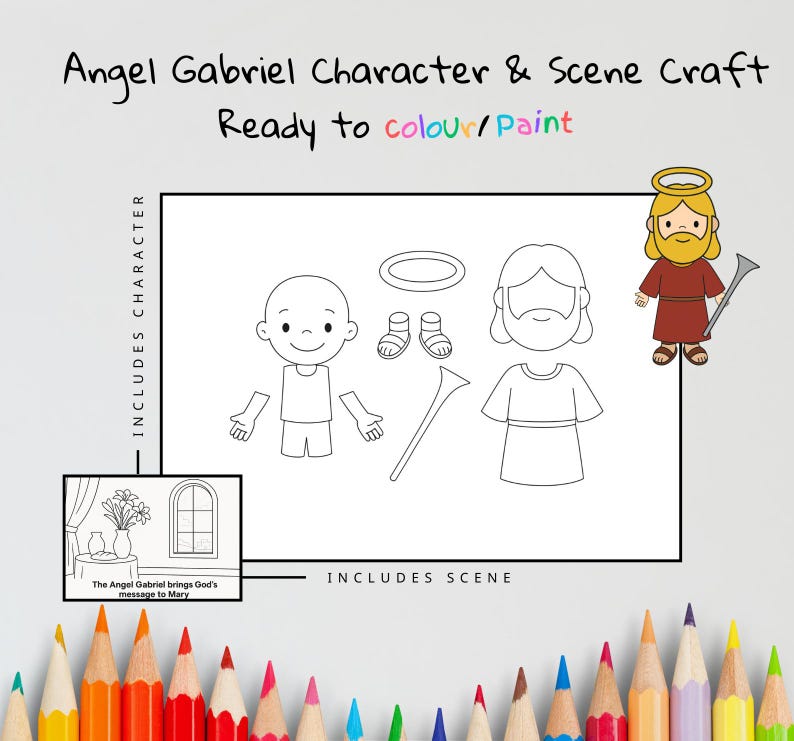 Gabriel Brings God’s Message to Mary Cut-and-Paste Bible Craft: listing photo