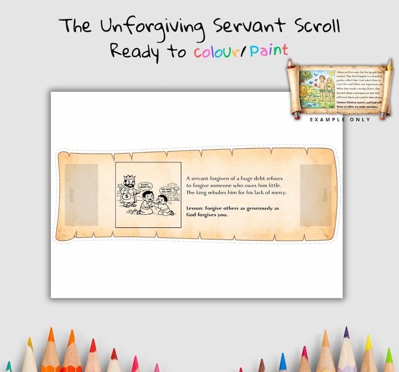 The Unforgiving Servant Bible Scroll Craft: listing photo
