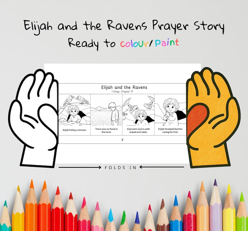 Elijah and the Ravens Prayer Hands Craft: listing photo