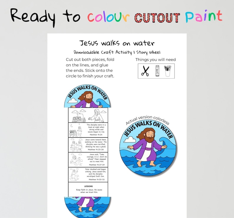 Jesus Walks on Water Fold-Out Bible Craft: listing photo