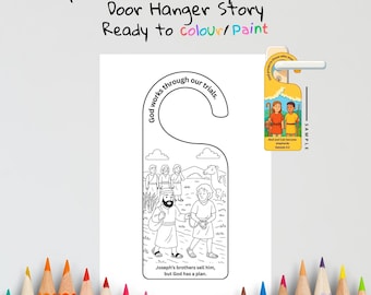 Joseph Sold into Slavery Kids Bible Craft Door Hanger | Genesis 37 Coloring Craft | Christian Printable | Bible Activity for Kids