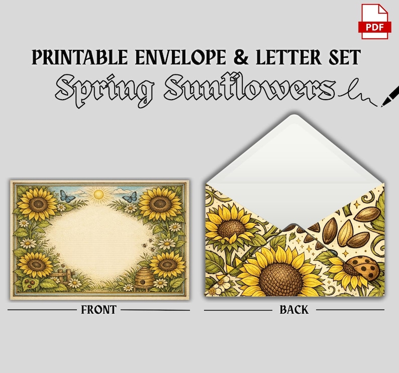 Sunflower Envelope Kit: listing photo