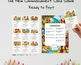 Il nuovo comandamento: gioco di carte bibliche per bambini / Attività su Giovanni 13 per bambini / Materiale stampabile cristiano / Gioco di apprendimento della Bibbia