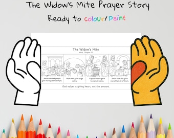 Widow’s Mite Prayer Hands Craft | Giving from the Heart Lesson | Christian Coloring Activity | Sunday School Printable